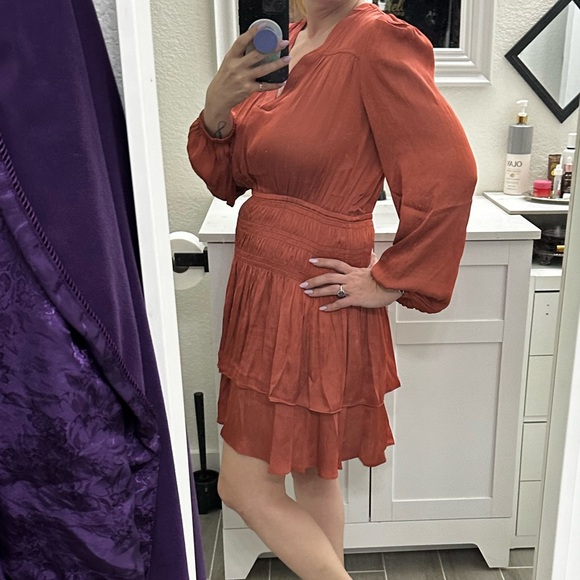 Current air small boho chic long sleeve dress rare ginger salmon color - Picture 9 of 10